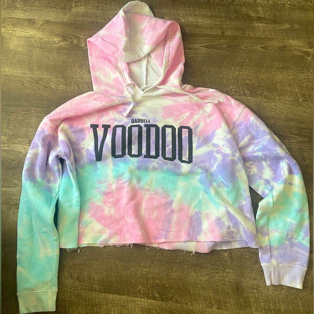 Barbell Voodoo Pastel Tie Dyed Cropped Hoodie Size M